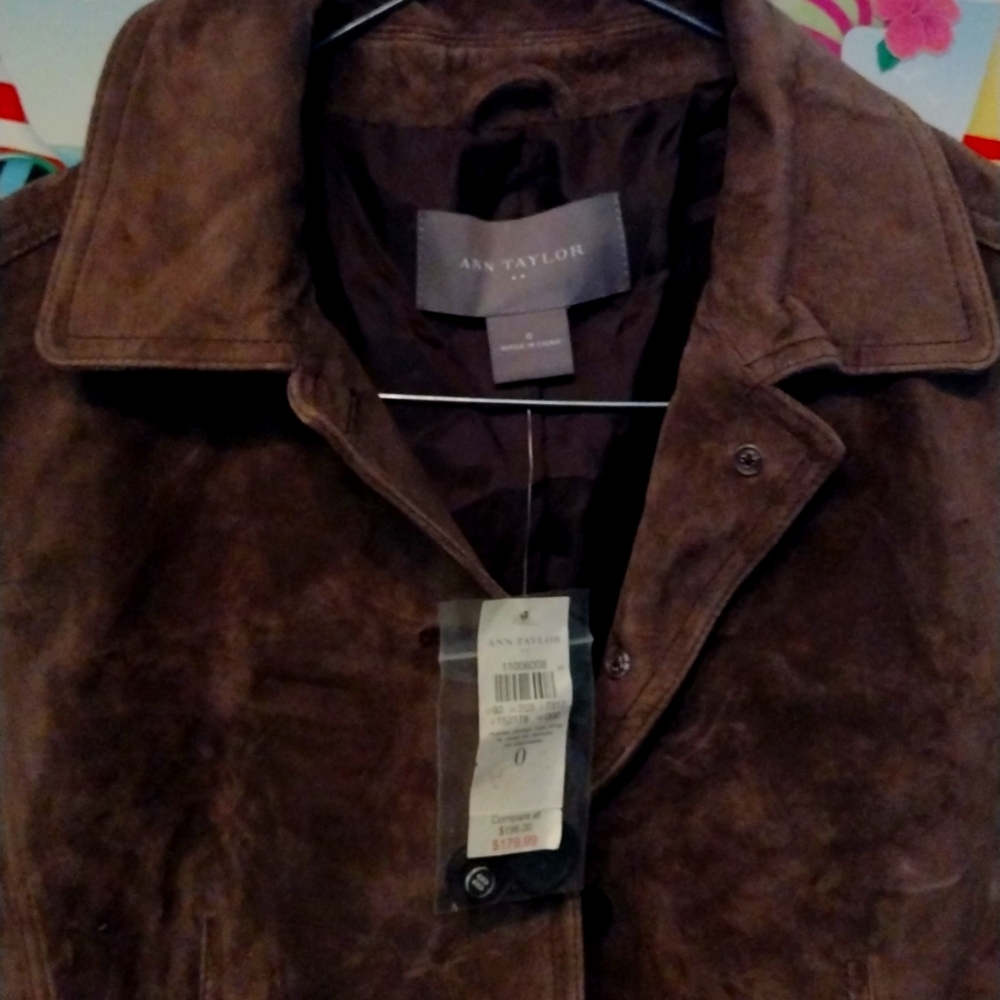Ann Taylor's brown suede jacket